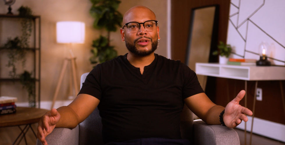 Calvin Hines Jr., Founder and CEO of EightFold Food Group LLC speaks to the camera during an interview.